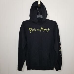 Rick and Morty Black Hoodie Size Small Graphic Grunge